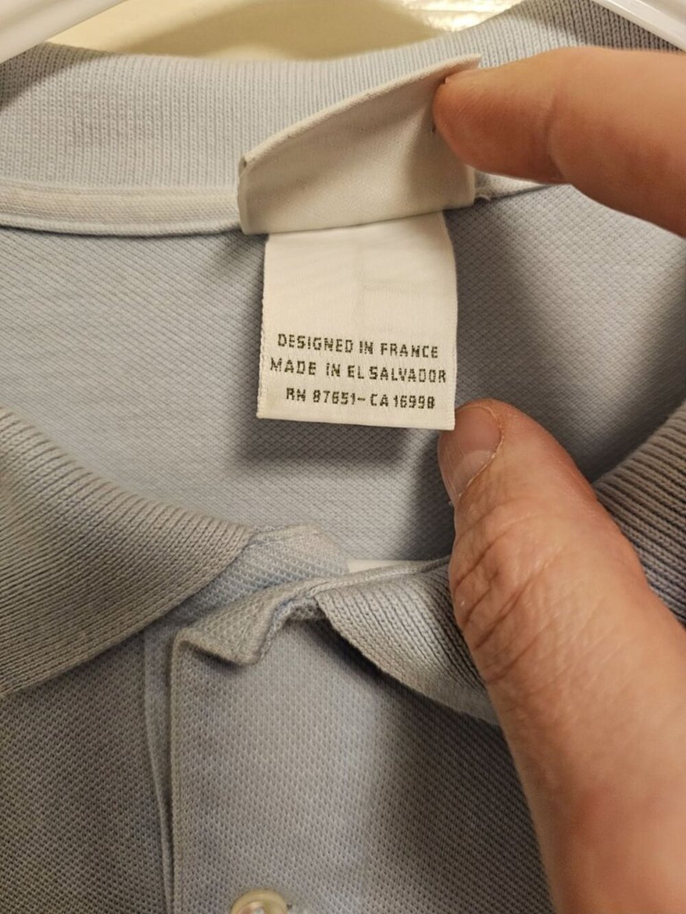 Lacoste Men Size 6 US L/XL Polo Light Blue Cotton Solid Iconic Investment Rare - Picture 5 of 7